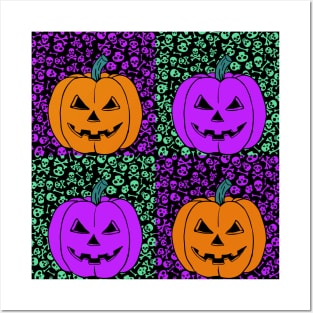 Scary Evil  Pumpkin Face Halloween Graphic Art Posters and Art